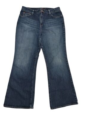 Eddie Bauer Bootcut Jeans 14S Natural Fit Med Wash Mid Rise Embroidered Stretch